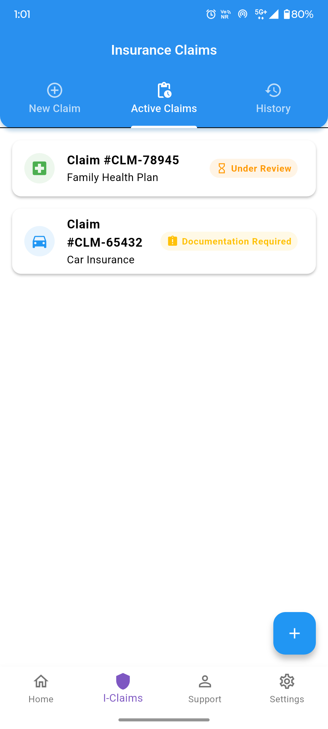 Claims Management Screen